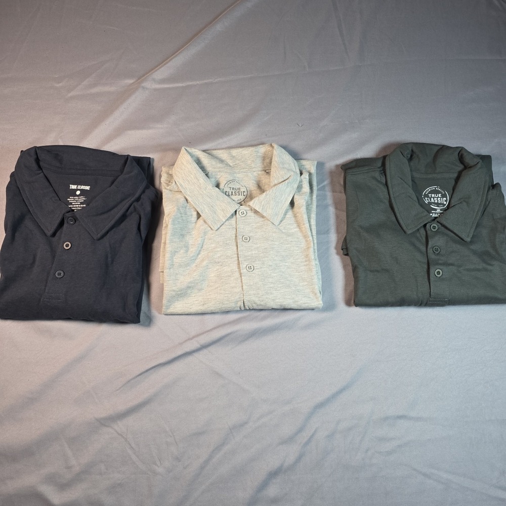 True Classic Polo (3 pack) large L Navy, Light Heather Gray, Gray